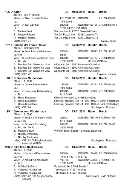 der 79. Internationalen Hegewald-Zuchtprüfung 2012