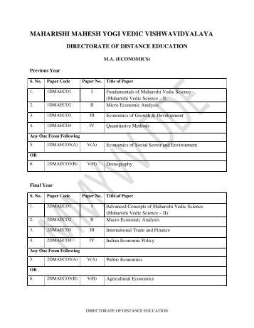 MAHARISHI MAHESH YOGI VEDIC VISHWAVIDYALAYA