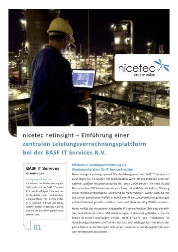 nicetec netinsight – Einführung einer zentralen Leistungsverrechnungsplattform bei der BASF IT Services B.V. 