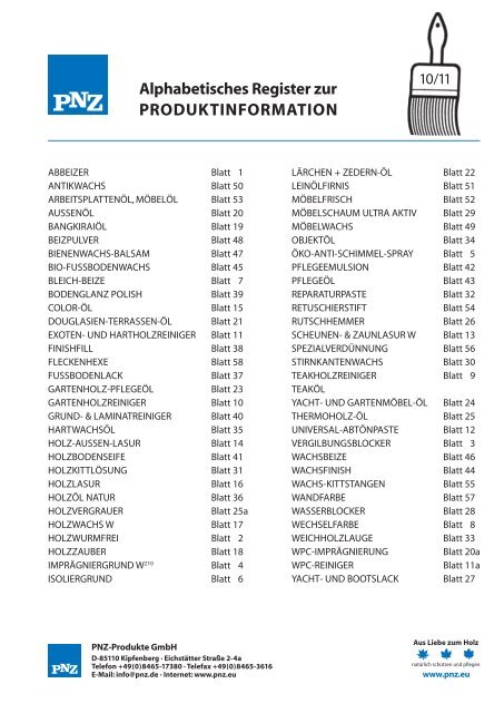 produktinformation - Pnz-Produkte GmbH