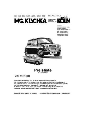 Preisliste Mini - Kischka