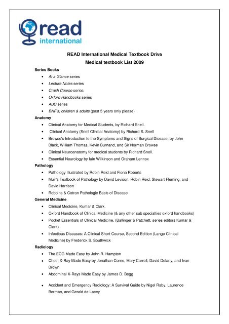 READ International Medical Textbook Drive Medical textbook List ...