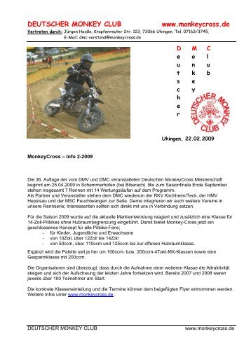 36. Deutsche MonkeyCross Meisterschaft 2009 - DMC ...