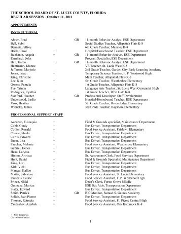 THE SCHOOL BOARD OF ST. LUCIE COUNTY, FLORIDA ...