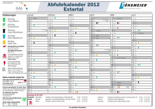Abfuhrkalender 2012 Extertal