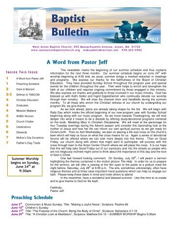 Baptist Bulletin - West Acton Baptist Church