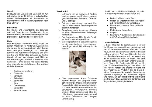 Flyer-Kinderdorf Märkische Heide - 2 - Wadzeck-Stiftung