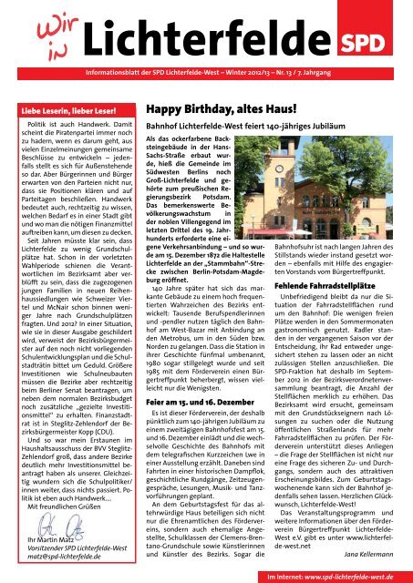 Happy Birthday, altes Haus! - SPD Lichterfelde-West