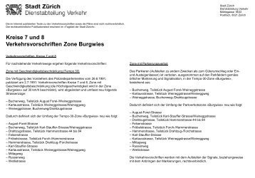 Kreise 7 und 8, Verkehrsvorschriften Zone Burgwies (PDF - Zürich