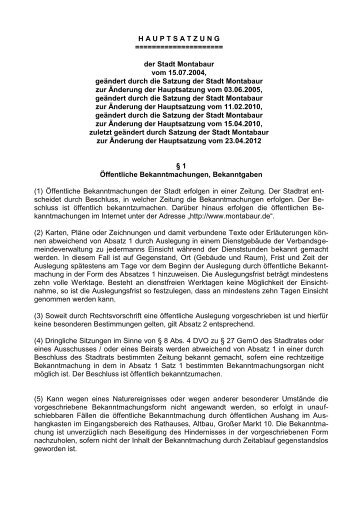 Hauptsatzung Montabaur.pdf - Stadt Montabaur