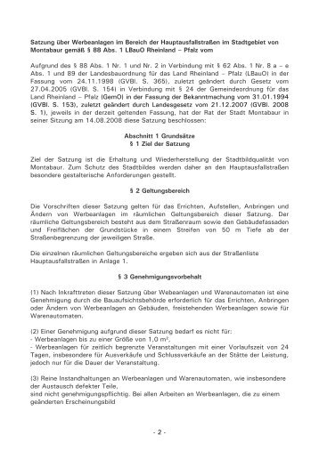 Satzung über Werbeanlagen im Stadtgebiet MT.pdf - Stadt Montabaur