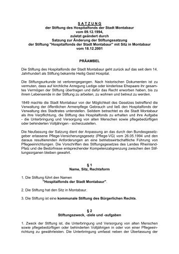 Satzung der Stiftung des Hospitalfonds.pdf - Stadt Montabaur