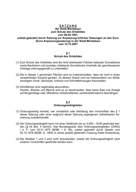 Satzung zum Schutz des Ortsbildes.pdf - Stadt Montabaur