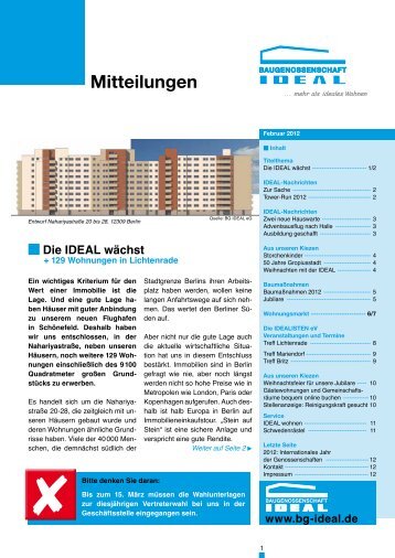 Mitteilungen - Baugenossenschaft IDEAL