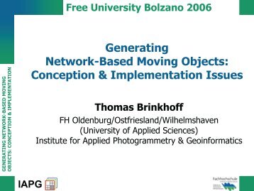 Generating Network-Based Moving Objects: Conception & Implementation Issues