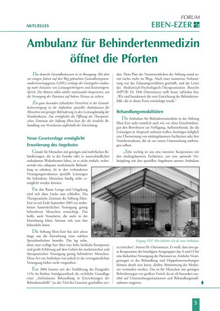 Titelthema: S.9 Außerdem: S.11 S.14 S.25 - Stiftung Eben-Ezer