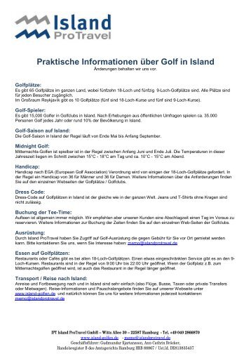 Praktische Informationen über Golf in Island