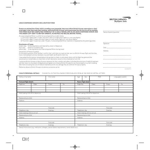Declaration form - BA.com