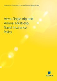Aviva Single trip and Annual Multi-trip Travel Insurance Policy