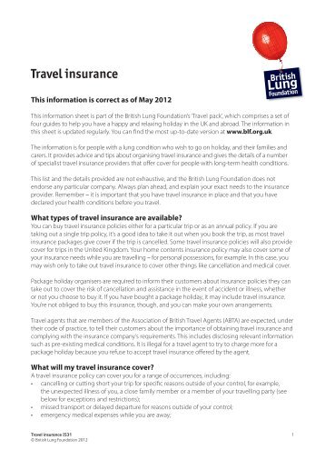 Travel insurance - British Lung Foundation