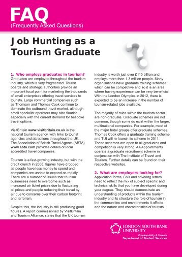 Job Hunting as a Tourism Graduate - My LSBU