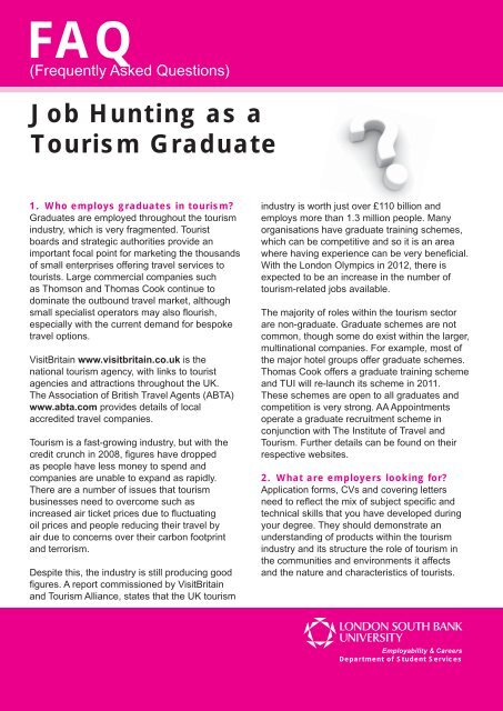 Job Hunting as a Tourism Graduate - My LSBU