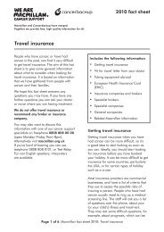 Travel insurance - Macmillan Cancer Support