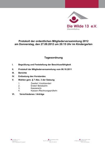 Protokoll der ordentlichen Mitgliederversammlung 2012 am ...