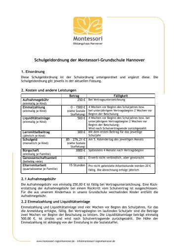 Schuldgeldordnung für die Grundschule - Montessori Schule und ...