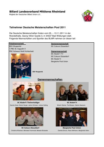 Teilnehmer DM Pool 2011 - Billard-Landesverband Mittleres ...