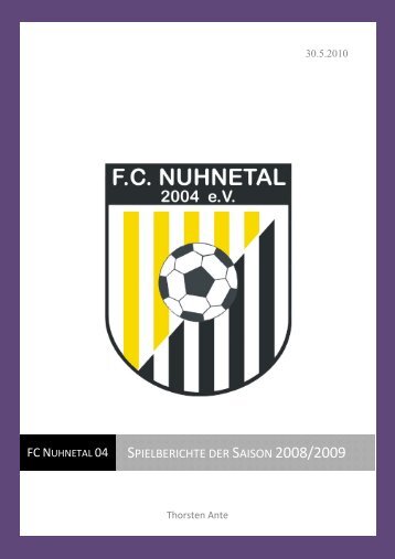 FC NUHNETAL 04 SPIELBERICHTE DER SAISON 2008/2009