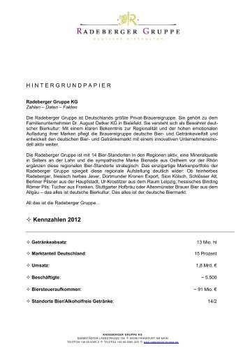 Fact sheet - Radeberger Gruppe KG