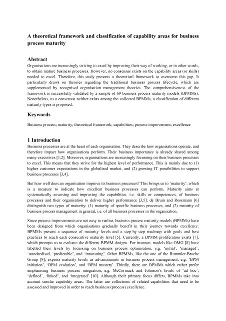 A theoretical framework and classification of capability areas