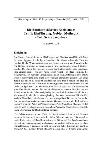Teil 1: Einführung, Gebiet, Methodik - Koleopterologie.de