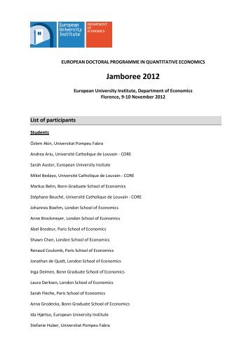 List of Participants - European University Institute