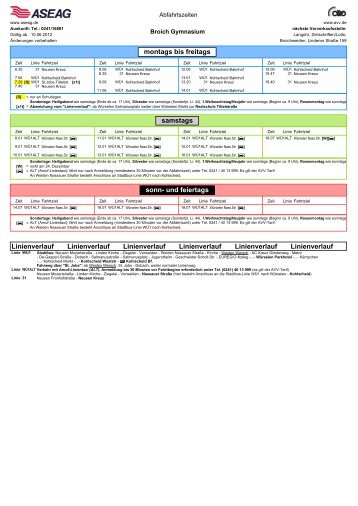 montags bis freitags samstags sonn- und feiertags ... - AVV