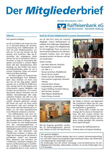 Ausgabe 1/2011 - Raiffeisenbank eG