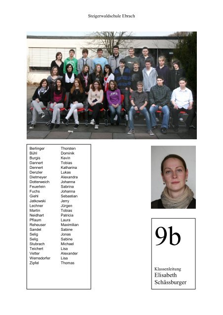 Schuljahr 2009/10 Jgst. 9 - Steigerwaldschule Ebrach