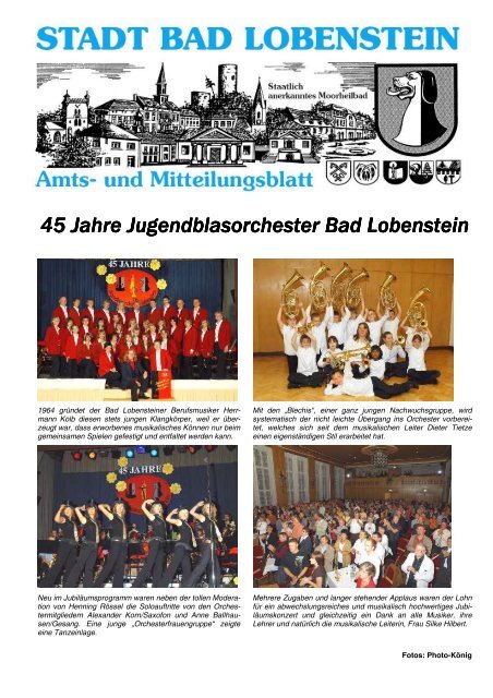 45 Jahre Jugendblasorchester Bad Lobenstein 45 Jahre ...