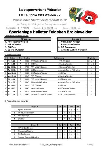 Sportanlage Helleter Feldchen Broichweiden - FC Teutonia 1919 ...