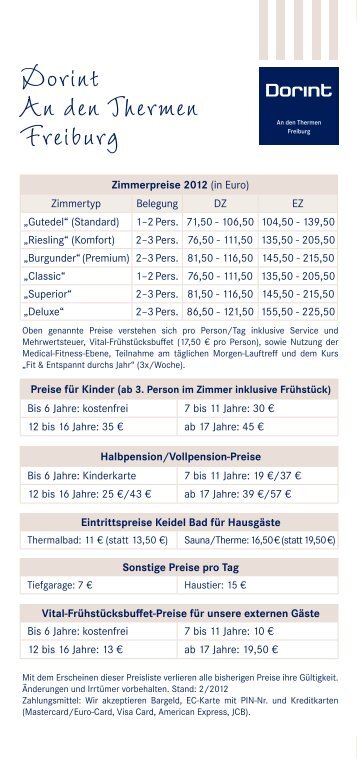 Preisliste 2012 (deutsch) - Mooswaldklinik