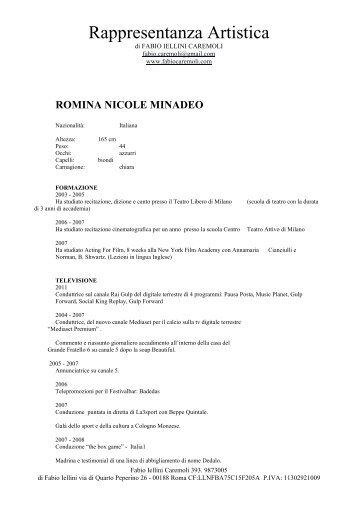 Scarica il CV di Romina Minadeo - Fabio Iellini