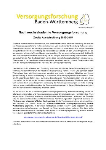 Nachwuchsakademie Versorgungsforschung - Ministerium für ...