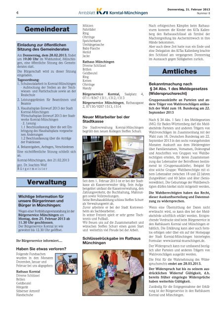 Amtsblatt KW 8 2013 - Stadt Korntal-Münchingen