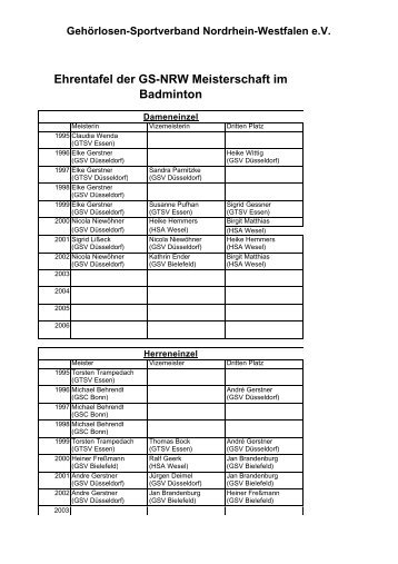 Ehrentafel der GS-NRW Meisterschaft im Badminton - Gehörlosen ...