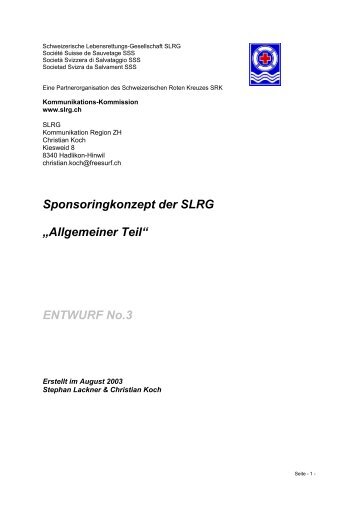 Sponsoringkonzept der SLRG „Allgemeiner Teil“ ENTWURF No.3