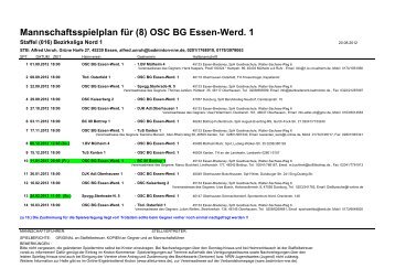Mannschaftsspielplan für (8) OSC BG Essen-Werd. 1