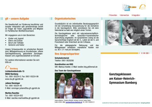 Flyer der Ganztagesklassen - gfi