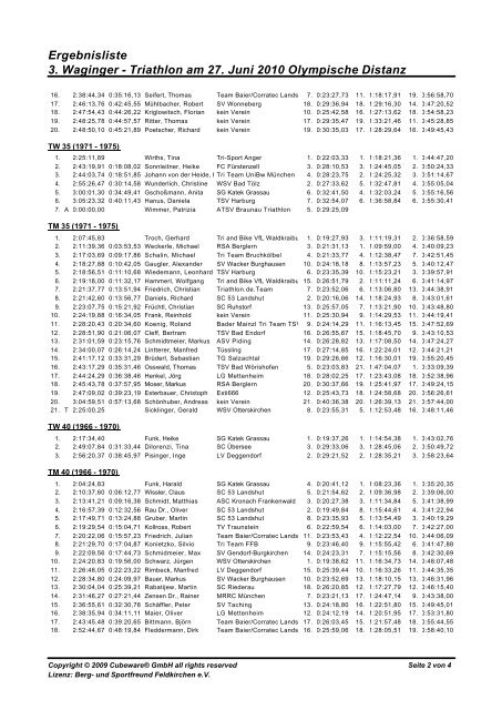 Triathlon am 27. Juni 2010 Olympische Distanz - beim TSV ...