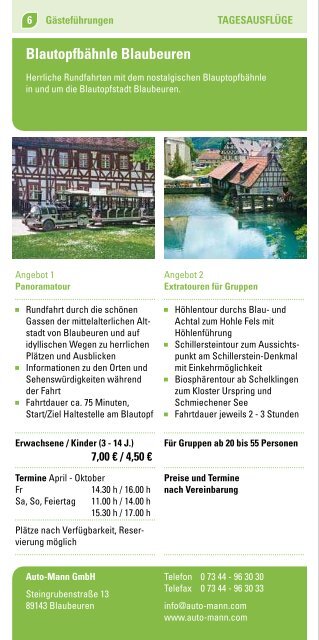 erlebnisangebote - Alb-Donau-Kreis Tourismus